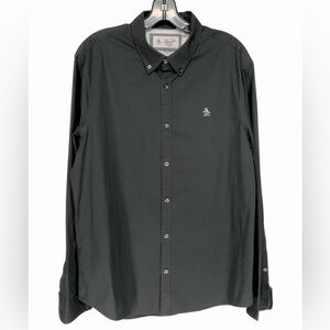 ORIGINAL PENGUIN / Black Button Down Dress Shirt / Large / hipster Tailored Goth
